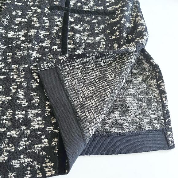 Ming Wang Black Jacquard Knit Fur Collar Velvet Trim Cardigan Jacket Size Large - Picture 6 of 9